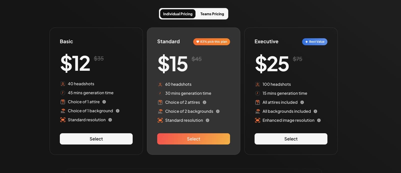 Aragon AI pricing plans page showing subscription and package options