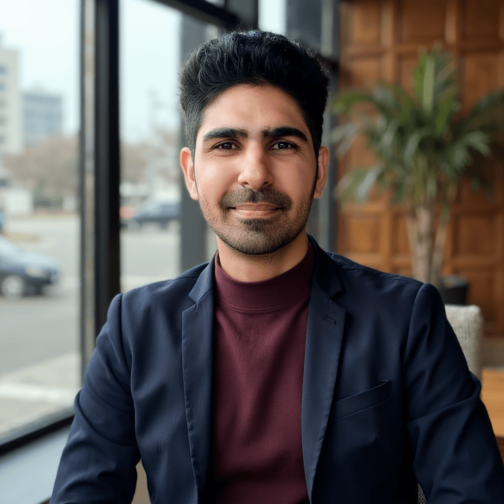 Proshoot AI headshot result with studio-style background